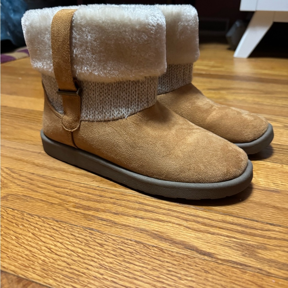 Brown Fuzzy Ankle Boots